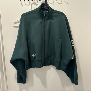 Adidas Women's Green crop Zip Sweatshirt Jacket